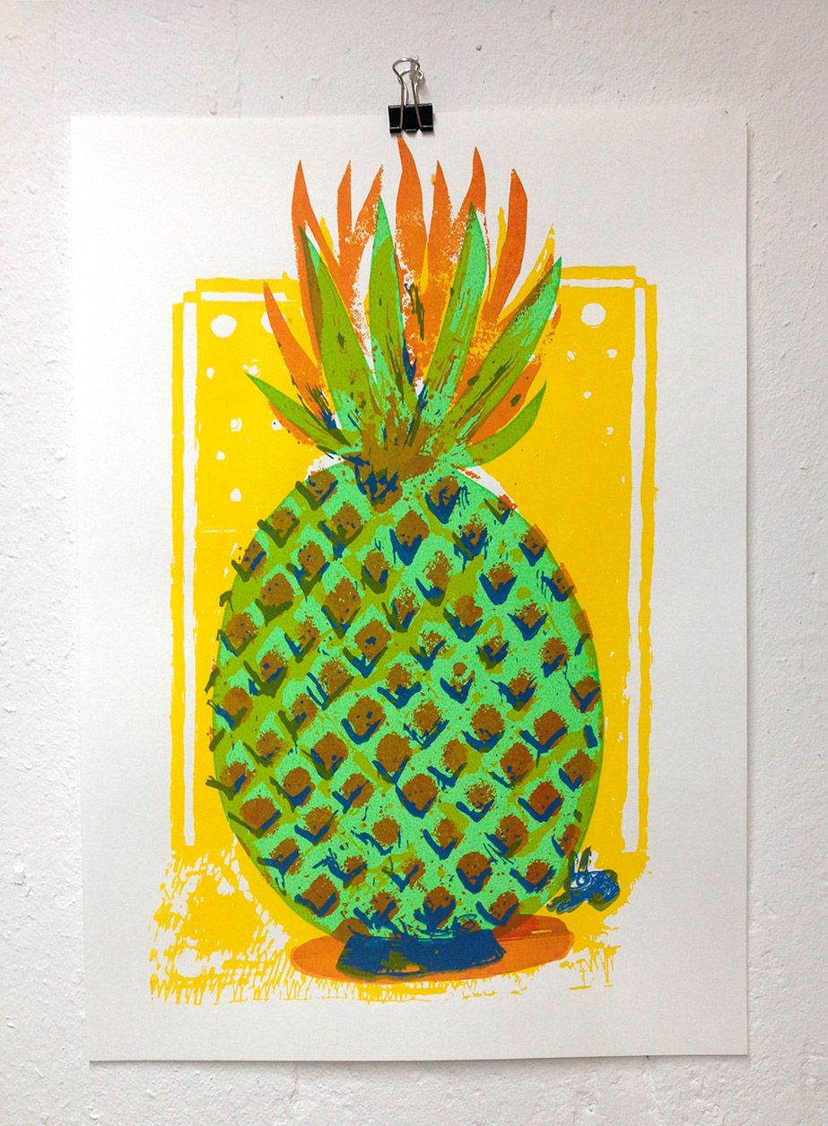 Siebdruck Ananas von Dirk Sandbaumhühuerter